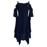 PPangUDing Mittelalterkleid Vintage Gothic Steampunk Schulterfrei...