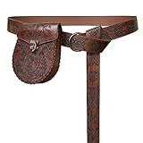 HiiFeuer Mittelalter Geprägter O-Ring Gürtel mit Nordisch...