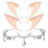 QITHGYD Prinzessin Crystal Crown mit Elfenohren, Vintage Strass...