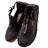 ORANDESIGNE Mittelalterliche PU Lederschuhe Flache Schuhe...