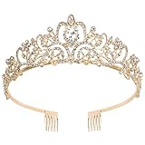 Diadem Gold mit Kamm Hochzeitskrone Braut Kopfschmuck Königin...