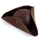 YWINETO Piratenhut für Erwachsene Braun Used-Look Leder Kolonial...