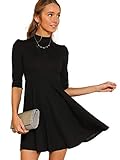 DIDK Damen Kleider Stehkragen Minikleid Partykleid Elegant...