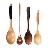 EKdirect 4 Stück Holzlöffel Suppenlöffel Set Lange Griff...