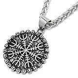 Schmuck-Checker Aegishjalmur Amulett mit Schutzrunen Edelstahl...