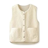 beifon Teddy Fleece Weste Damen Herbst Winter Warm, Ärmellos...