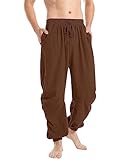 YAOBAOLE Herren Leinenhose Sommer Lang Strandhose Braun M