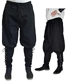 MAYLYNN Mittelalter Hose mit Taschen und Schnürung Wikinger...
