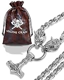 VIKING CRAFT Thors Hammer Halskette Herren Edelstahl - 60cm...