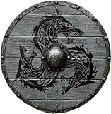 EXNOT Wikinger Schild Mittelalter Fenrir Grau Wolf Schild...