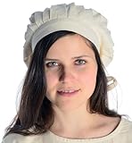 HEMAD Damen Mittelalter Haube Baumwolle, Beige, Einheitsgröße