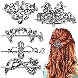 Noverlife 5PCS Keltische Haarnadeln, Vintage Silber Wikinger...